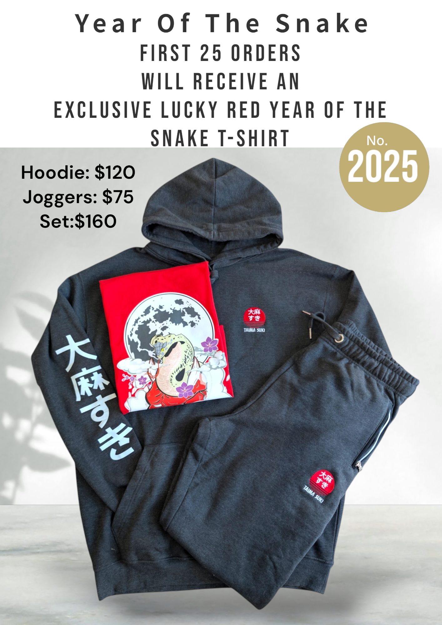 Year Of The Snake 2025 Hoodie & Jogger Set (EMBROIDERED)